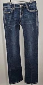 LA Idol USA Jeans Womens Size 9 Blue Bootcut Embellished Cross Denim - Picture 1 of 18