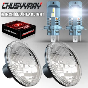 7 inch Round LED Headlights H4 Hi/Lo Beam for Plymouth Barracuda Cuda Duster 340 - Picture 1 of 17