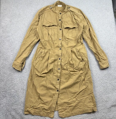 Dries Van Noten Shirt Dress Womens 44 Beige Utility Military Inspired Midi READ - Image 1 of 4