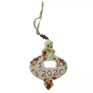 Handarbeit Keramik Ornament Effing 2020 Urlaub Weihnachten rot weiß grün - Bild 1 von 2