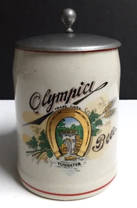 Olympia Brewing Co Beer Its the Water Ceramic Stein Mug .5L with Lid Lidded WA - Picture 1 of 9