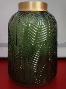 A&B Home Fern Leaf Glass Vase Green/Gold 8" - Picture 1 of 3