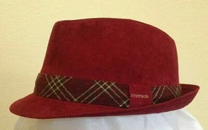 STETSON * MENS BURGUNDY CORDUROY FEDORA HAT * 1 XL * NEW WINTER DRESS LINED GOLF - Picture 1 of 5