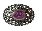 Vintage Art & Crafts Style Filigree Scarf Clip Ring Copper Enamelled Purple