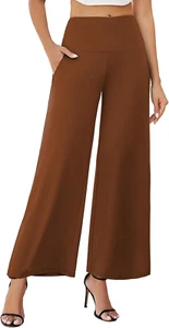 Women'S Stretchy Wide Leg Palazzo Lounge Pants with Pockets Casual Comfy High Wa - Picture 1 of 13