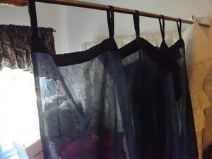 new KRINKLED SHEER CURTAIN PANEL NAVY BLUE "CHLOE" 51Wx84" TAB TOP 2 available N - Picture 1 of 10