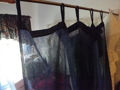 new KRINKLED SHEER CURTAIN PANEL NAVY BLUE "CHLOE" 51Wx84" TAB TOP 2 available N - Image 1 of 4