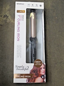 VIVITAR SIMPLY BEAUTIFUL CERAMIC 1" CURLING IRON PG 8210 RG BLACK BOXED - Picture 1 of 4