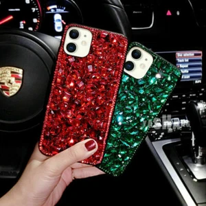 Phone Case Bling Sparkly Full Diamonds Soft Black Bumper Cover With Lanyard - Picture 1 of 10