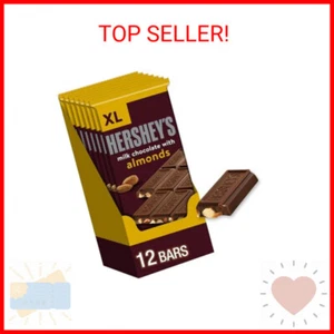 HERSHEY'S Milk Chocolate with Almonds XL, Candy Bars, 4.25 oz (12 Count, 16 Piec - Picture 1 of 2