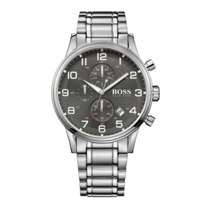 HUGO BOSS Orologio 1513181 Aeroliner Cronografo Acciaio Inox Argento Bracciale - Immagine 1 di 4