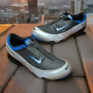 VTG NIKE Zoom Rival S Plus Track Spikes Sprint Shoes Sz 9.5 Blue Metallic Silver - Picture 1 of 14