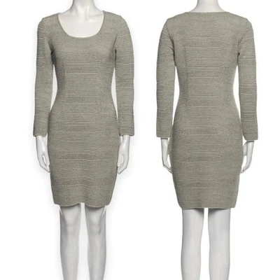 Escada Dress Women M /10 Gray Metallic Knit Sheath Pull On Holiday Glam Cocktail - Image 1 of 4