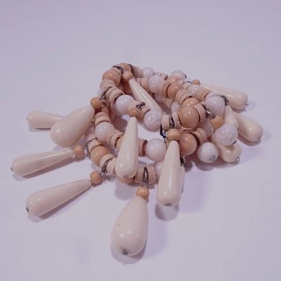 Anthropologie Women's Beige Wood Resin Bead Teardrop Bracelet Set of 3 NWOT 89 - Image 1 of 4