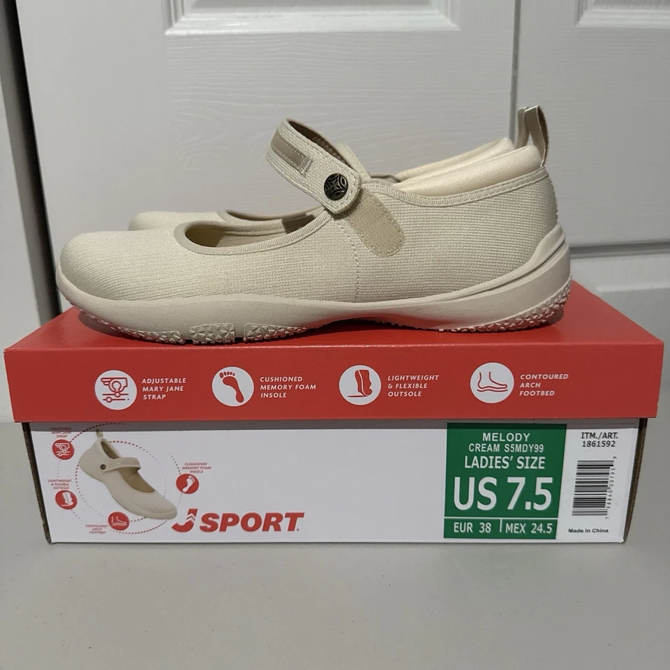 Jsport Mary Janes Cream Women's Size 7.5M Comfortable
