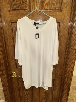 Tulliano V-Neck T-Shirt Ribbed White Men's Size 6XL - Image 1 of 4