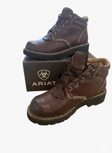 ARIAT CANYON Leather Work Boots Women 6 1/2 B Dark Copper Lace Up  Shoe 10001254 - Picture 1 of 3
