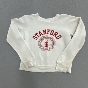 VINTAGE Stanford Sweater Kids Large 14 16 White Velva Sheen University Youth - Picture 1 of 9