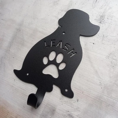 Gancho de pared, gancho de correa hecho a mano, gancho negro para perro. Foto 1 de 4
