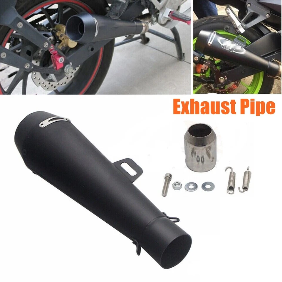 Tubo silenciador de escape de acero inoxidable negro para moto Harley Kawasaki Yamaha Foto 1 de 4
