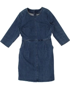 JOULES Womens 3/4 Sleeve Denim Dress UK 12 Medium Blue Polka Dot Cotton BP10 - Picture 1 of 3
