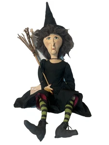 Patch tarassaco Janice Ratski panno dipinto a mano viso HALLOWEEN STREGA ~ peluche 26" - Foto 1 di 20
