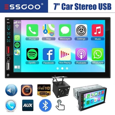 Single 1Din 7" Touch Screen Car Stereo Apple/Android Carplay CAM Bluetooth Radio - Image 1 of 4