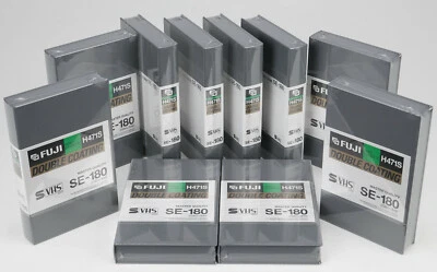 Lote de 10 casete de video Fuji Kassette S VHS SE-180 H471S de doble recubrimiento NUEVO