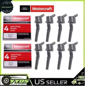 98-11 CROWN VIC 4.6L FLEXFUEL 8 IGNITION COIL 508BLK & 8 MOTORCRAFT PLUG SP413 - Picture 1 of 7