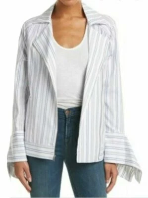 Chaqueta de Motocicleta BCBG MAXAZRIA Dean Azul Blanco S $268 Cremallera Moto  Foto 1 de 4