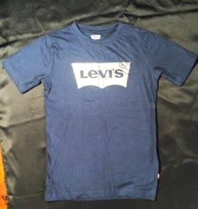 Levis Boy's Short Sleeve Crew Neck Silver Batwing Logo Shirt Med 10-12 Years New - Picture 1 of 5