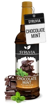 Xarope de chocolate Syruvia menta 25,4 fl oz – Kosher, ideal para bebidas - Imagem 1 de 4