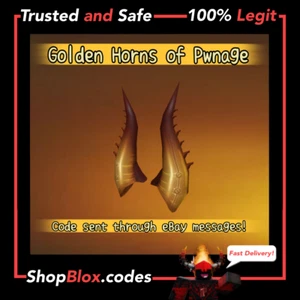 ROBL0X Celebrity Gold Golden Horns of Pwnage Toy Code Sent FAST in Messages - Picture 1 of 4