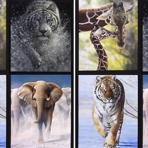 100% Cotton Fabric, Animal Panels, On Safari - Riley Blake - Picture 1 of 13