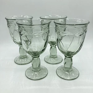 4 Set Noritake Gourmet Green Water Goblets Swirl Pattern Glass 6 5/8" H - Picture 1 of 10
