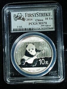 2014 China 10 Yuan silver (0.999) Panda - 1st strike -  MS70 (PCGS) stk#9630