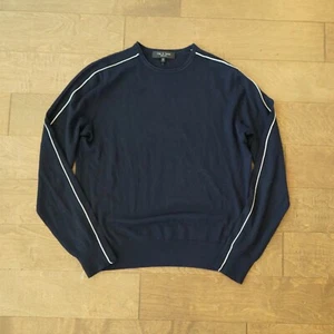 Rag & Bone Collin Pullover Crewneck Sweater Merino Wool Navy Mens M - Picture 1 of 6