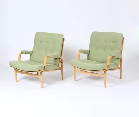 Pair of Vintage Bruno Mathsson Ingrid Lounge Chairs. 1970s Swedish Modern. MCM Cover