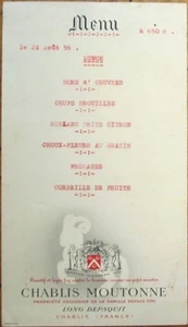 Französischer Wein 1956 Werbekarte: "Chablis Moutonne, Long Depaquit" - 24. August - Bild 1 von 1