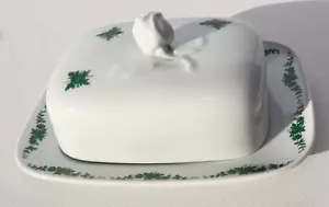 Butter Dish Fürstenberg Porcelain Roses Knob Lid Box Leaves Tendrils Green Rare - Picture 1 of 7