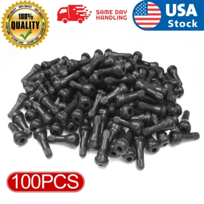 100Pcs Tire VALVE STEMS TR 413 Snap-In Car Auto Short Rubber Tubeless Tyre Black - Image 1 of 4