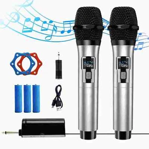 Micrófono inalámbrico VHF Sistema De Micrófono Portátil Karaoke Con USB Receptor - Picture 1 of 16