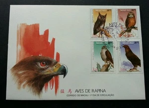 *FREE SHIP Macau Macao Bird Of Prey 1993 Eagle Owl Fauna Wildlife (FDC) - Picture 1 of 5