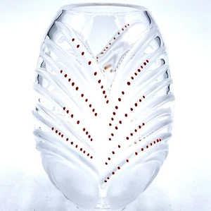 Lalique Marie Claude "Chamarel" Crystal Vase With Hand Applied Enamel Signed Vtg - Picture 1 of 15