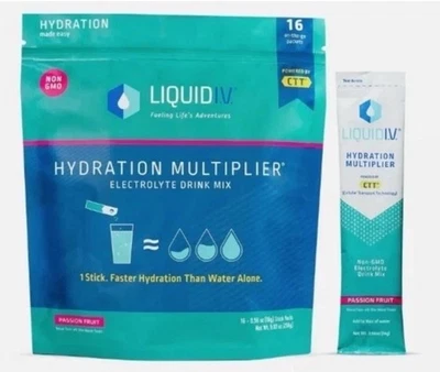 Liquid Iv Passion Fruit Electrolyte Powder, 9.3oz - 16 Count Exp 7/2025 - Image 1 of 2