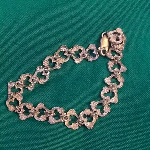 Bracciale maglia catena cuore argento sterling vintage - firmato BA 925 - Foto 1 di 3