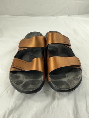 Sandali donna ECCO 2° Cozmo taglia 8 8 5 due cinturini pelle fluida bronzo