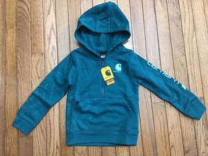 Sweat à capuche unisexe demi-fermeture éclair vert sarcelle Carhartt 4T neuf (G8-31) - Photo 1 sur 7