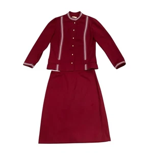 Vintage Verona Strick 2 Stück Rock Set Damen Größe 14 Rot 60er 70er - Bild 1 von 13