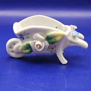 Miniatur Porzellan Schubkarre Floral Handbemalt Blume Vintage Made In Japan - Bild 1 von 7